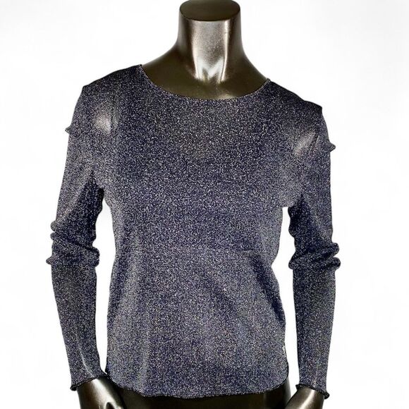 Victoria's Secret Women's Black Shimmery Top Size XS Semi Sheer Lightweight - Picture 1 of 6